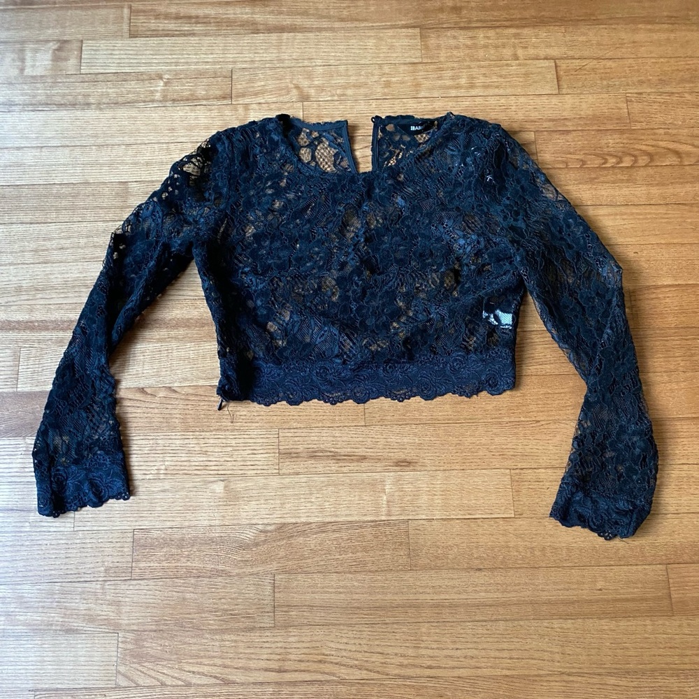 Allegra K Black Women’s size S Lace Crop Street Y2K Date night goth whimsygoth